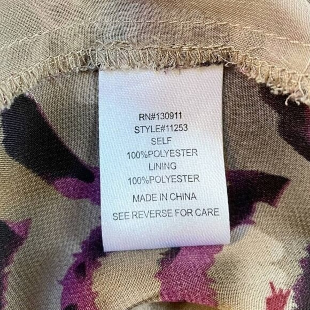 Daniel Rainn Purple Abstract Scallop Wave Sheer Chiffon Tunic Top Belted Medium - Picture 11 of 12